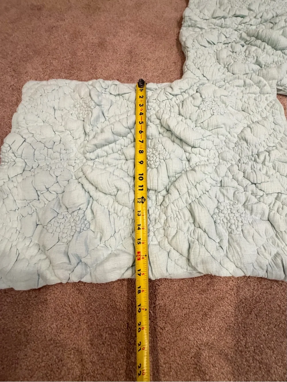 Set of 2 Anthropologie everly standard pillow shams covers quilted mint green